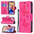 Handytasche Stand Schutzhülle Flip Leder Hülle Schmetterling L09 für Apple iPhone 14 Plus Pink