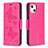 Handytasche Stand Schutzhülle Flip Leder Hülle Schmetterling L09 für Apple iPhone 15 Pink