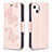 Handytasche Stand Schutzhülle Flip Leder Hülle Schmetterling L09 für Apple iPhone 15 Plus Rosa