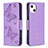 Handytasche Stand Schutzhülle Flip Leder Hülle Schmetterling L09 für Apple iPhone 15 Plus Violett