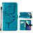 Handytasche Stand Schutzhülle Flip Leder Hülle Schmetterling L10 für Apple iPhone 13 Blau