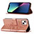 Handytasche Stand Schutzhülle Flip Leder Hülle Schmetterling L10 für Apple iPhone 14 Rosegold