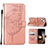 Handytasche Stand Schutzhülle Flip Leder Hülle Schmetterling L10 für Apple iPhone 15 Rosegold