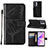 Handytasche Stand Schutzhülle Flip Leder Hülle Schmetterling Y01B für OnePlus Nord N300 5G Schwarz