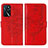 Handytasche Stand Schutzhülle Flip Leder Hülle Schmetterling Y01B für Oppo A54s Rot