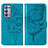 Handytasche Stand Schutzhülle Flip Leder Hülle Schmetterling Y01B für Oppo Reno6 Pro+ Plus 5G Blau