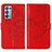 Handytasche Stand Schutzhülle Flip Leder Hülle Schmetterling Y01B für Oppo Reno6 Pro+ Plus 5G Rot