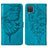 Handytasche Stand Schutzhülle Flip Leder Hülle Schmetterling Y01B für Samsung Galaxy A12 5G Blau