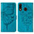 Handytasche Stand Schutzhülle Flip Leder Hülle Schmetterling Y01B für Samsung Galaxy A20 Blau