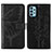 Handytasche Stand Schutzhülle Flip Leder Hülle Schmetterling Y01B für Samsung Galaxy M32 5G Schwarz