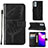 Handytasche Stand Schutzhülle Flip Leder Hülle Schmetterling Y02B für Samsung Galaxy A23 4G Schwarz