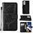 Handytasche Stand Schutzhülle Flip Leder Hülle Schmetterling Y02B für Samsung Galaxy A73 5G Schwarz