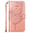 Handytasche Stand Schutzhülle Flip Leder Hülle Schmetterling Y02B für Samsung Galaxy F52 5G Rosegold