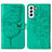 Handytasche Stand Schutzhülle Flip Leder Hülle Schmetterling Y06B für Samsung Galaxy S21 FE 5G Grün