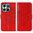 Handytasche Stand Schutzhülle Flip Leder Hülle Schmetterling YB1 für Huawei Honor X8b Rot