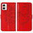Handytasche Stand Schutzhülle Flip Leder Hülle Schmetterling YB1 für Motorola Moto G53j 5G Rot