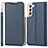 Handytasche Stand Schutzhülle Flip Leder Hülle T03D für Samsung Galaxy S22 Plus 5G Blau