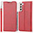 Handytasche Stand Schutzhülle Flip Leder Hülle T03D für Samsung Galaxy S22 Plus 5G Rot