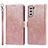 Handytasche Stand Schutzhülle Flip Leder Hülle T04D für Samsung Galaxy S21 FE 5G Rosegold