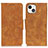 Handytasche Stand Schutzhülle Flip Leder Hülle T06 für Apple iPhone 13 Hellbraun
