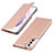 Handytasche Stand Schutzhülle Flip Leder Hülle T07D für Samsung Galaxy S21 Plus 5G Rosegold