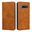 Handytasche Stand Schutzhülle Flip Leder Hülle T08 für Samsung Galaxy S10 Plus Orange