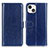 Handytasche Stand Schutzhülle Flip Leder Hülle T12 für Apple iPhone 15 Blau