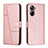 Handytasche Stand Schutzhülle Flip Leder Hülle Y01X für Realme 10 Pro 5G Rosegold