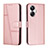 Handytasche Stand Schutzhülle Flip Leder Hülle Y01X für Realme 10 Pro+ Plus 5G Rosegold