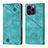 Handytasche Stand Schutzhülle Flip Leder Hülle Y05B für Apple iPhone 14 Pro Cyan