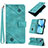 Handytasche Stand Schutzhülle Flip Leder Hülle Y06B für Apple iPhone 13 Cyan