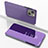 Handytasche Stand Schutzhülle Flip Leder Rahmen Spiegel Tasche für Apple iPhone 13 Mini Violett