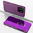 Handytasche Stand Schutzhülle Flip Leder Rahmen Spiegel Tasche für Xiaomi Redmi 10 India Violett