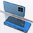 Handytasche Stand Schutzhülle Flip Leder Rahmen Spiegel Tasche L04 für Samsung Galaxy A22 5G Blau