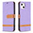 Handytasche Stand Schutzhülle Stoff für Apple iPhone 14 Plus Violett