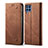 Handytasche Stand Schutzhülle Stoff für Samsung Galaxy A22 4G Braun