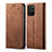 Handytasche Stand Schutzhülle Stoff für Samsung Galaxy A91 Braun