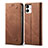 Handytasche Stand Schutzhülle Stoff für Samsung Galaxy M04 Braun