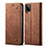 Handytasche Stand Schutzhülle Stoff für Samsung Galaxy M12 Braun