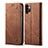 Handytasche Stand Schutzhülle Stoff für Samsung Galaxy M32 5G Braun
