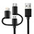 Lightning USB Ladekabel Kabel Android Micro USB C01 für Apple iPad Air 10.9 (2020) Schwarz