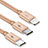 Lightning USB Ladekabel Kabel Android Micro USB Type-C ML03 Gold