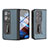 Luxus Leder Hülle Handyhülle und Kunststoff Schutzhülle Hartschalen Tasche BH3 für Oppo Find N2 5G Hellblau