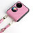 Luxus Leder Hülle Handyhülle und Kunststoff Schutzhülle Hartschalen Tasche BY2 für Huawei P60 Pocket Rosa