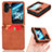 Luxus Leder Hülle Handyhülle und Kunststoff Schutzhülle Hartschalen Tasche BY2 für Oppo Find N2 Flip 5G Braun
