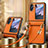 Luxus Leder Hülle Handyhülle und Kunststoff Schutzhülle Hartschalen Tasche LD3 für Oppo Find N2 Flip 5G