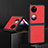 Luxus Leder Hülle Handyhülle und Kunststoff Schutzhülle Hartschalen Tasche QH3 für Huawei P60 Pocket Rot