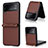Luxus Leder Hülle Handyhülle und Kunststoff Schutzhülle Hartschalen Tasche R04 für Samsung Galaxy Z Flip3 5G Braun