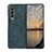 Luxus Leder Hülle Handyhülle und Kunststoff Schutzhülle Hartschalen Tasche R07 für Samsung Galaxy Z Fold4 5G Blau