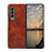 Luxus Leder Hülle Handyhülle und Kunststoff Schutzhülle Hartschalen Tasche R07 für Samsung Galaxy Z Fold4 5G Hellbraun